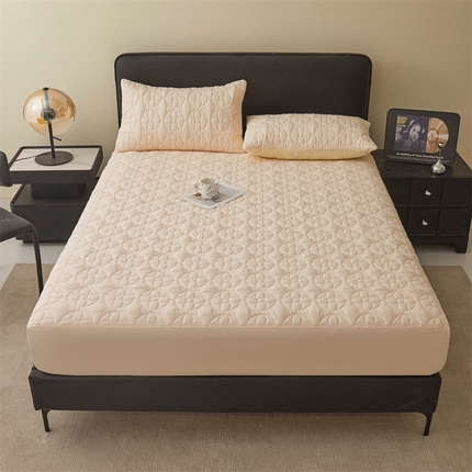 兄弟坊 防水原棉夹棉床垫 防水床笠 床护垫 床垫 小香格-奶黄