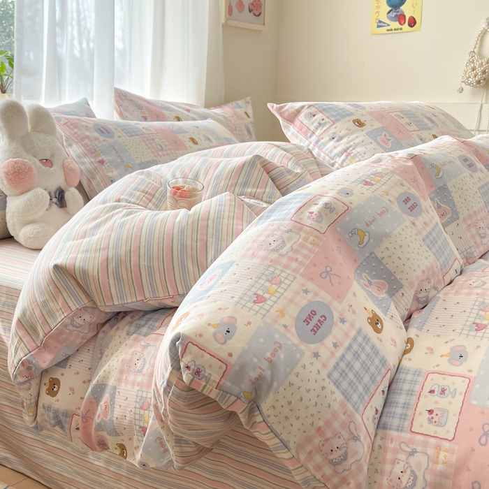 91家纺网 家纺一手货源 找家纺 吉象家纺 2025新款高支密全棉印花四件套12868跑量款 甜心乐园