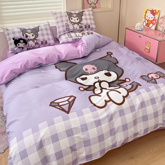 91家纺网 家纺一手货源 找家纺 金爱家 2025新款纯棉数码印花大阪三丽鸥四件套 洛米钻石