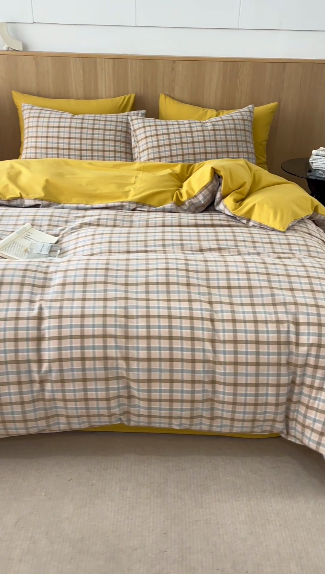 91家纺网 家纺一手货源 找家纺 趣色家纺 2025新款全棉色织水洗棉四件套 棉芷黄