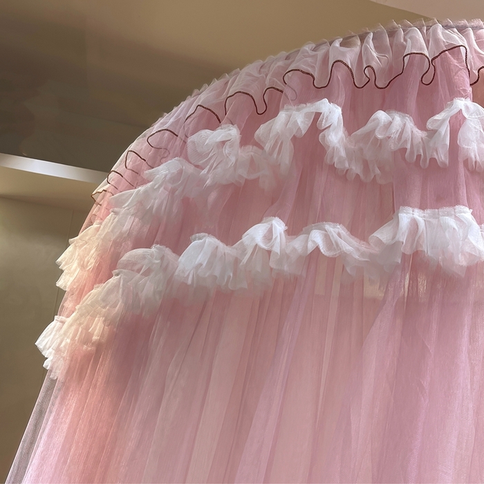 91家纺网 家纺一手货源 找家纺 宝莱利 2025年新款圆顶吊顶蚊帐-唯美 玫瑰粉