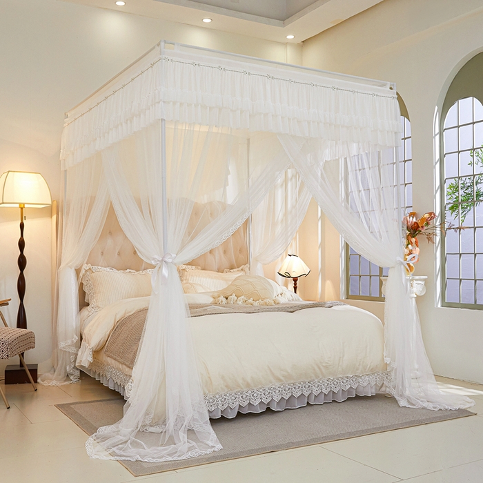 91家纺网 家纺一手货源 找家纺 梦尔佳 2025新款落地款蚊帐-赏心悦目系列860型号 洁白