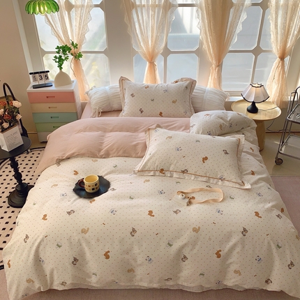 奈萝家纺 2025新款亲肤小清新全棉四件套 旺达