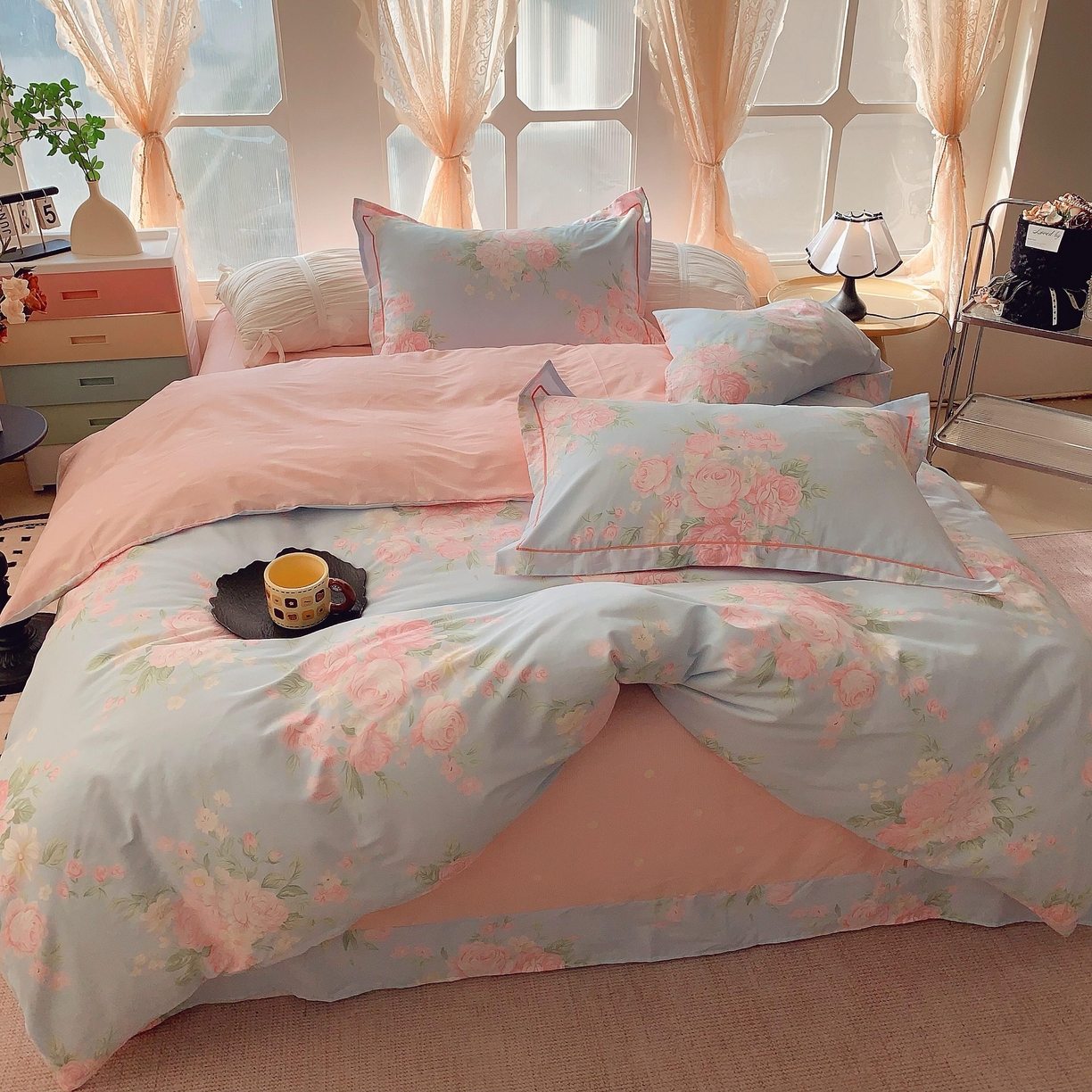 91家纺网 家纺一手货源 找家纺 奈萝家纺 2025新款亲肤小清新全棉四件套 静若幽兰