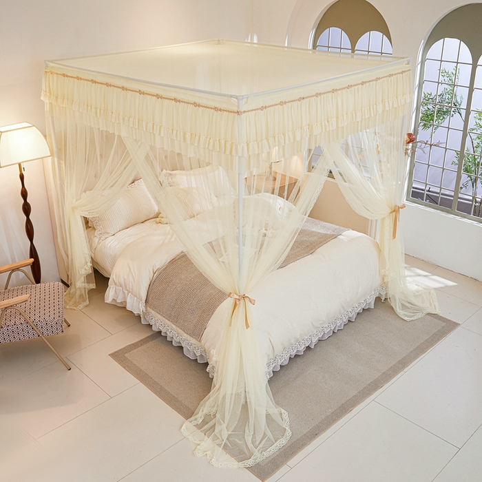 91家纺网 家纺一手货源 找家纺 梦尔佳 2025新款落地款蚊帐-赏心悦目系列860型号 米黄