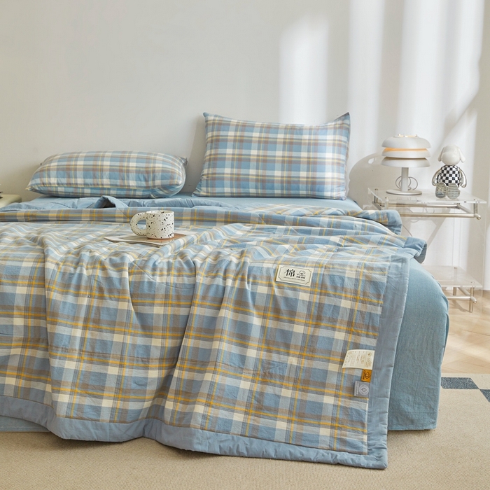 91家纺网 家纺一手货源 找家纺 爱屋及屋  2025新款无印风被子被芯夏凉被空调被 简析蓝