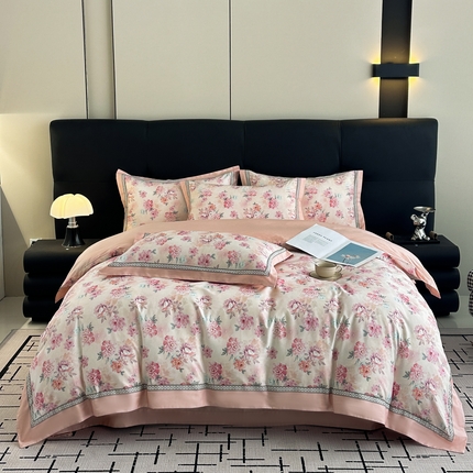 91家纺网 家纺一手货源 找家纺 （总）顾家家居 2025新款长绒棉数码印花隐形宽边四件套