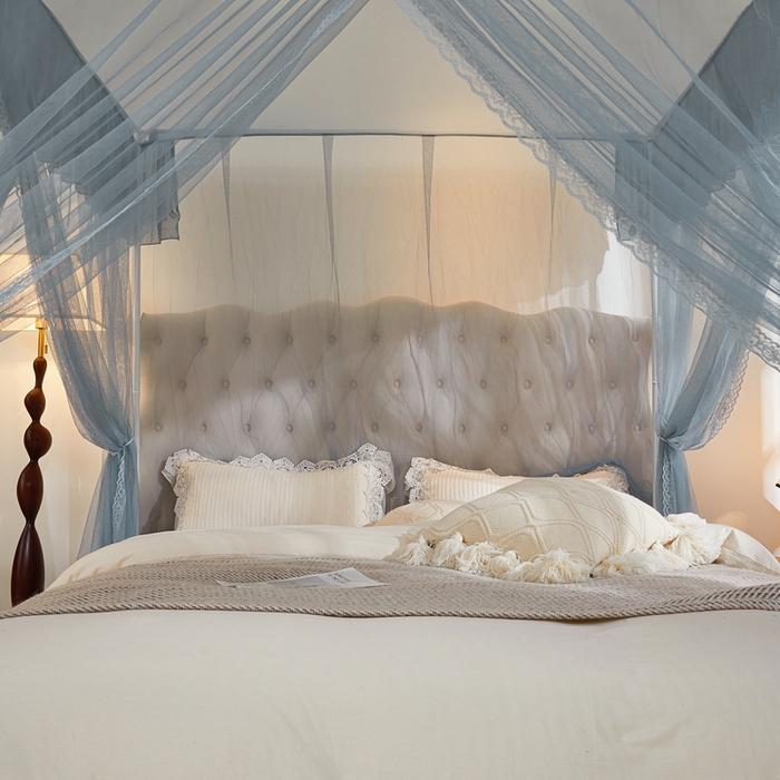 91家纺网 家纺一手货源 找家纺 梦尔佳 2025新款落地款蚊帐-赏心悦目系列860型号 五彩缤纷:蓝灰