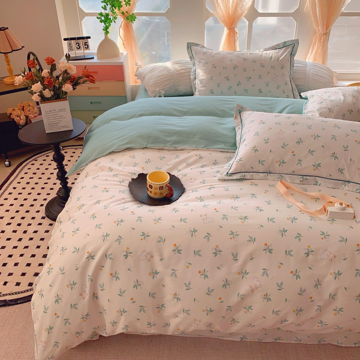 91家纺网 家纺一手货源 找家纺 奈萝家纺 2025新款亲肤小清新全棉四件套 灵动