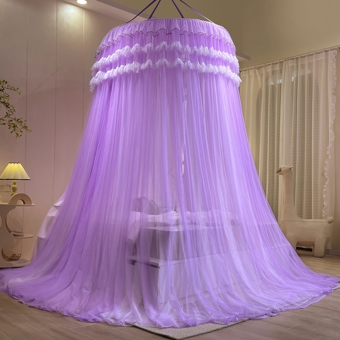 91家纺网 家纺一手货源 找家纺 宝莱利 2025年新款圆顶吊顶蚊帐-唯美 香芋紫