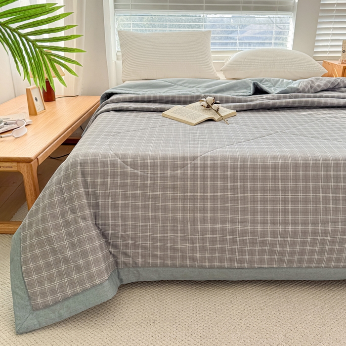 91家纺网 家纺一手货源 找家纺 首爱家纺 2025新款里外全棉夏被手包边新疆棉花夏被空调被夏凉被 简兮