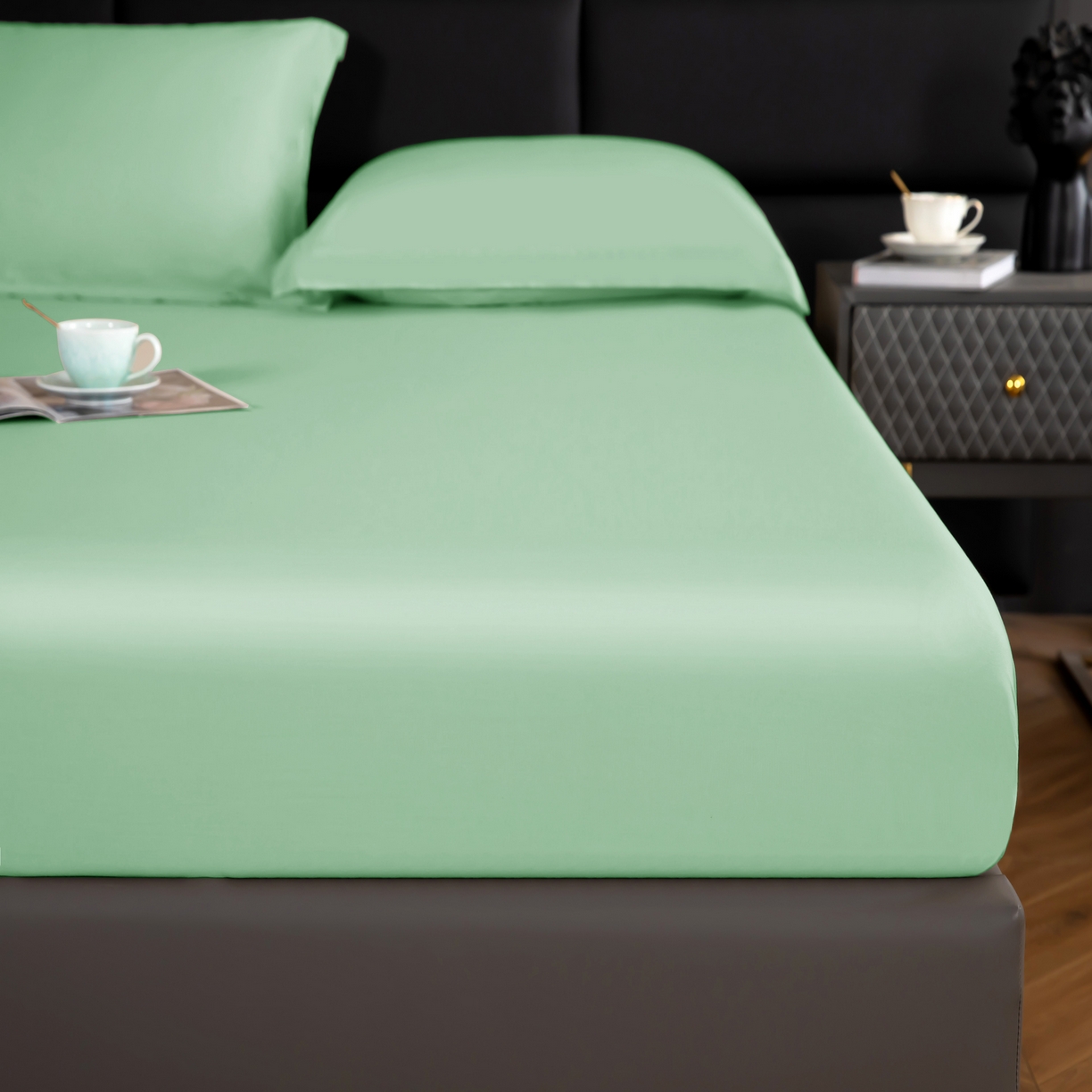 91家纺网 家纺一手货源 找家纺 天瑜 2025天丝床笠 床笠 豆绿