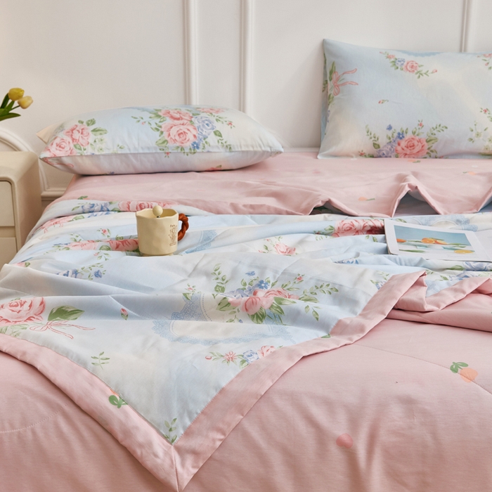 91家纺网 家纺一手货源 找家纺 尊妙被业 2025新款里外全棉印花棉花被纯棉夏被夏凉被全棉棉花夏凉被解语花