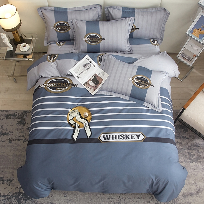 91家纺网 家纺一手货源 找家纺 启航家居2025新款春夏直播爆款全棉大版印花四件套 美式情调