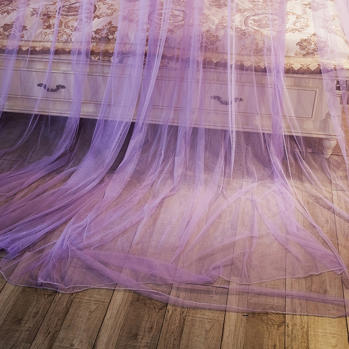 91家纺网 家纺一手货源 找家纺 宝莱利 2025年新款1.5米直径圆顶吊顶落地蚊帐-芳华 紫色