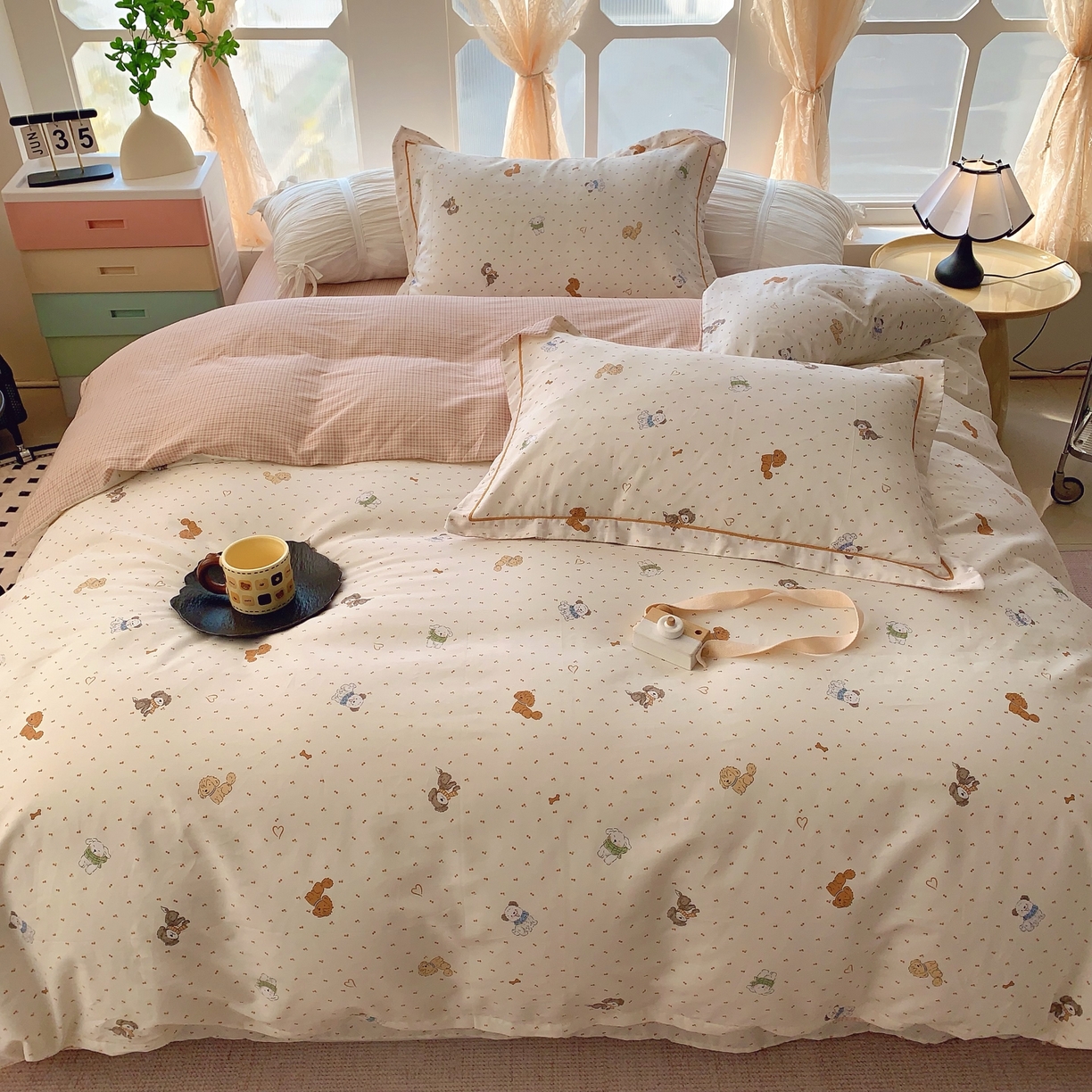 91家纺网 家纺一手货源 找家纺 奈萝家纺 2025新款亲肤小清新全棉四件套 旺达