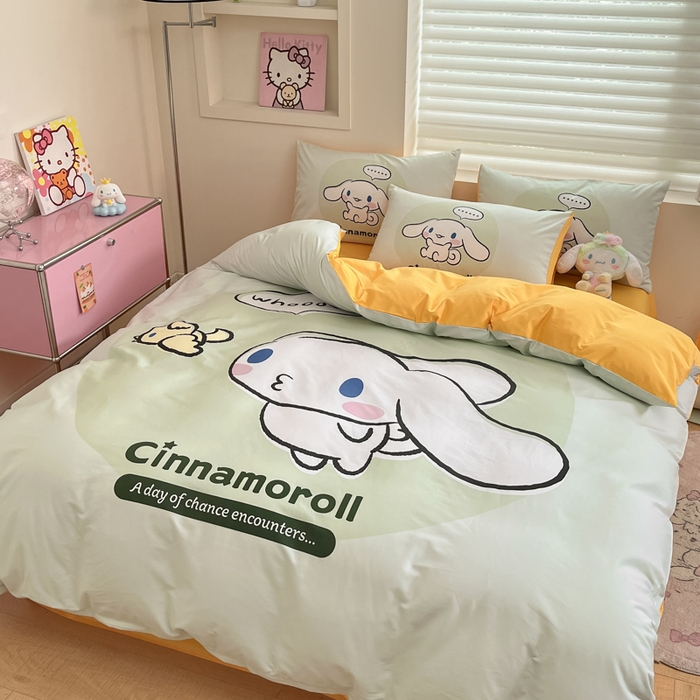 91家纺网 家纺一手货源 找家纺 金爱家 2025新款纯棉数码印花大阪三丽鸥四件套 波波狗