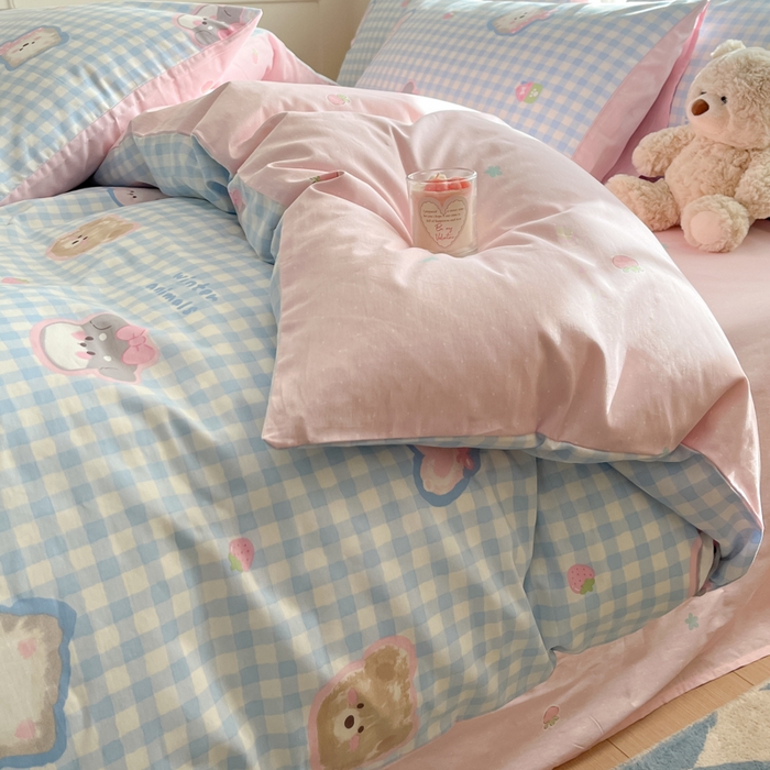 91家纺网 家纺一手货源 找家纺 吉象家纺 2025新款高支密全棉印花四件套12868跑量款 甜蜜小狗