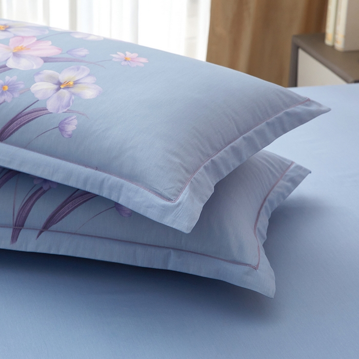 91家纺网 家纺一手货源 找家纺 启航家居2025新款春夏直播爆款全棉大版印花四件套 锦上繁花粉