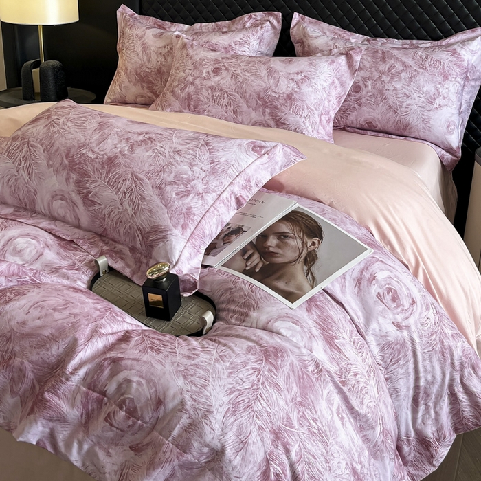 91家纺网 家纺一手货源 找家纺 （总）（控价）新方向2025新款全棉长绒棉数码印花四件套-秘密花园