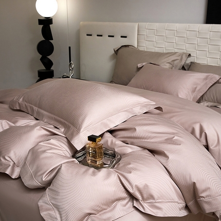 榻尚家居 2025新款长绒棉贡缎提花手工立体埋绳工艺四件套礼盒包装 夜光曲（芙蓉玉）