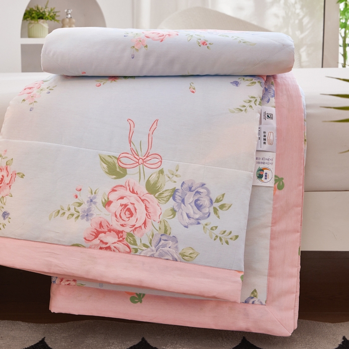 91家纺网 家纺一手货源 找家纺 尊妙被业 2025新款里外全棉印花棉花被纯棉夏被夏凉被全棉棉花夏凉被解语花