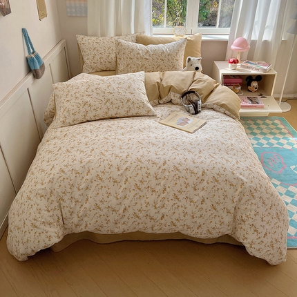 91家纺网 家纺一手货源 找家纺 2025春季新款13372全棉印花四件套-小清新系列 萱草花