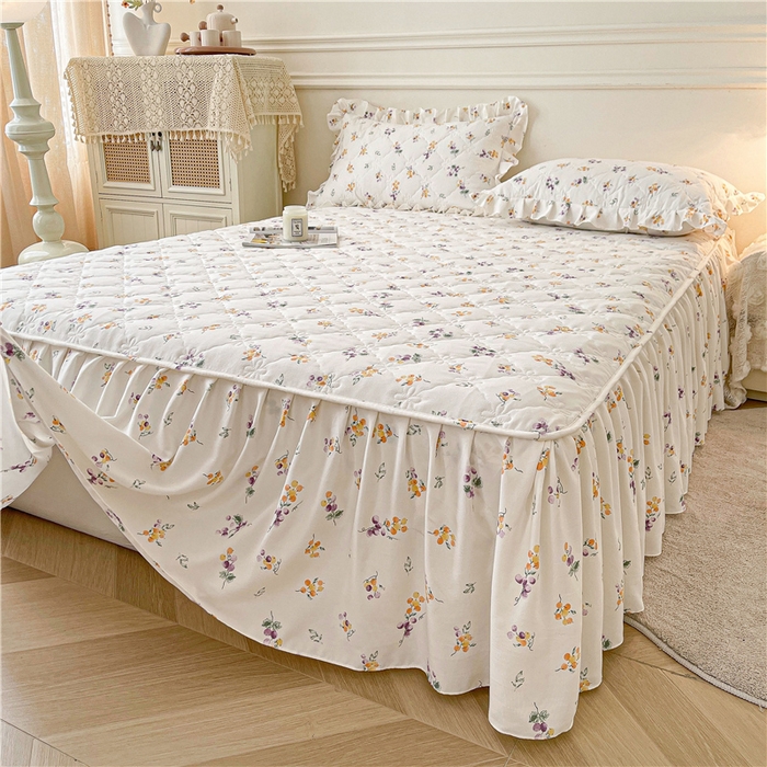 91家纺网 家纺一手货源 找家纺 十个点2025新款针织棉 夹棉床笠式床裙床头罩系列  普罗旺斯