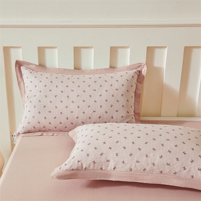 91家纺网 家纺一手货源 找家纺 缦彩 【加微信送买家秀】2025新款母婴级双层纱宽边床单四件套 竹生空野