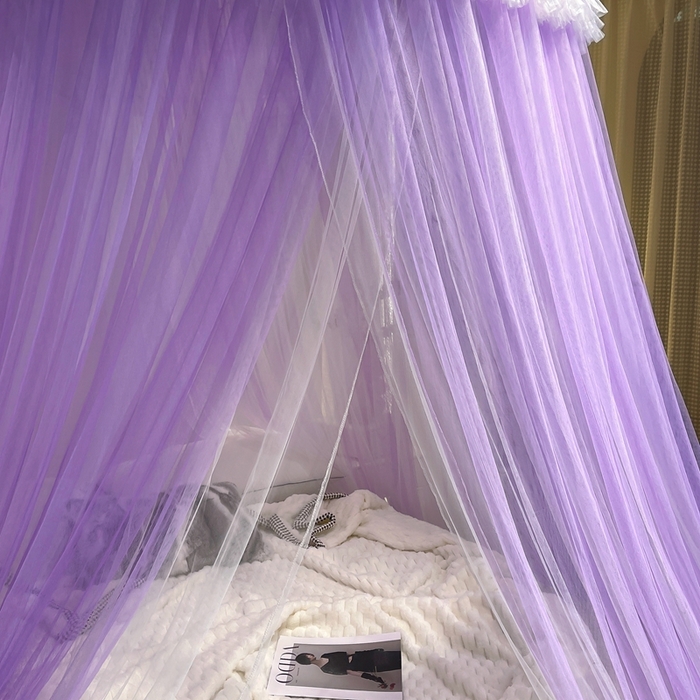 91家纺网 家纺一手货源 找家纺 宝莱利 2025年新款圆顶吊顶蚊帐-唯美 香芋紫