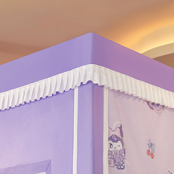 91家纺网 家纺一手货源 找家纺 迪凡保罗2025新款2504专版印花遮光帘上下铺子母蚊帐-常规款 紫色甜心