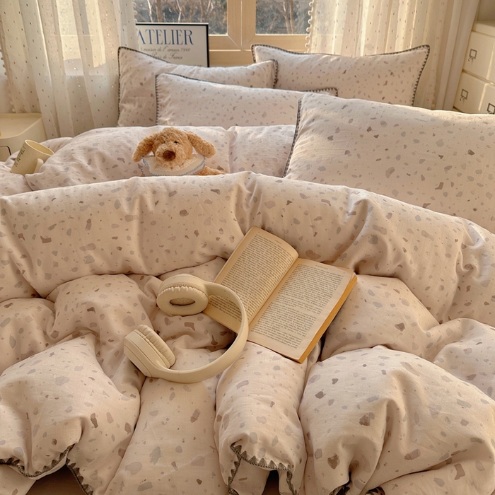 91家纺网 家纺一手货源 找家纺 （总）雅居纺家纺 2025新款全棉贝壳边双层纱四件套