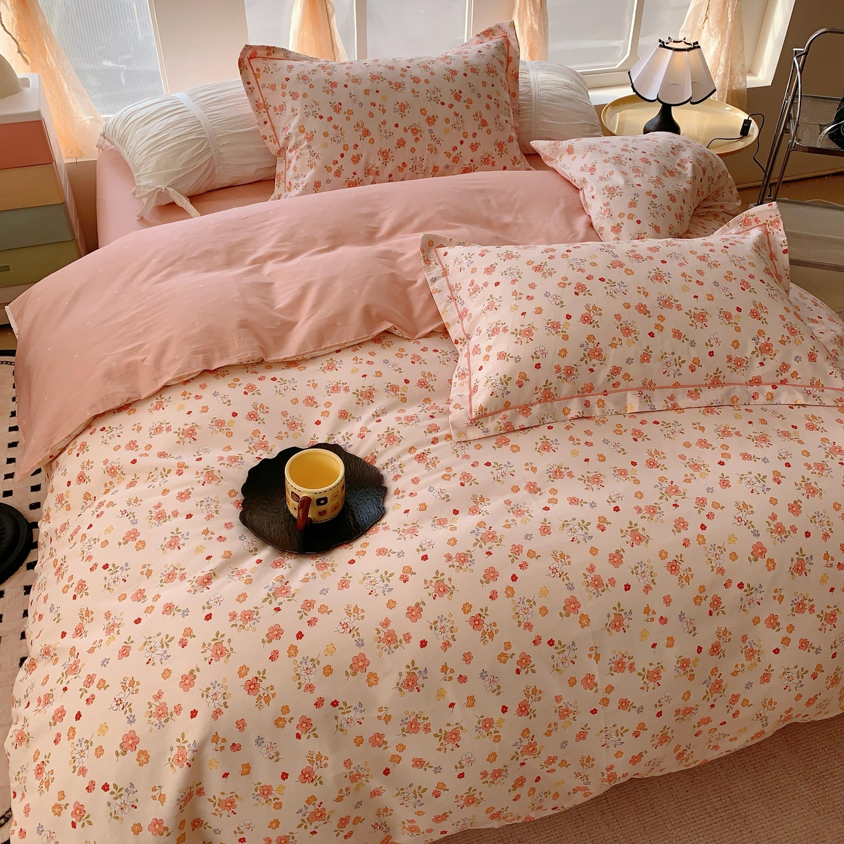 91家纺网 家纺一手货源 找家纺 奈萝家纺 2025新款亲肤小清新全棉四件套 浪漫定义