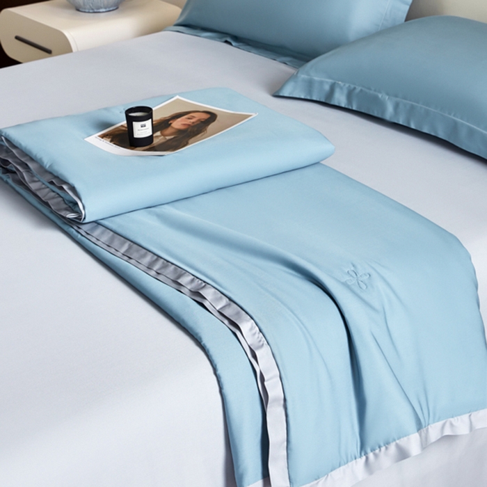 91家纺网 家纺一手货源 找家纺 天瑜家纺 2025新款纯色天丝夏被 星兰+灰