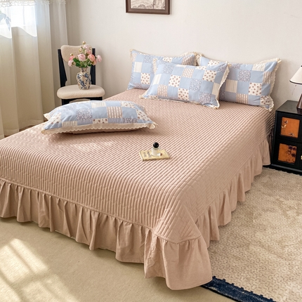 梦可莱家居 2025新款全棉韩版蕾丝边床盖四件套 纳西