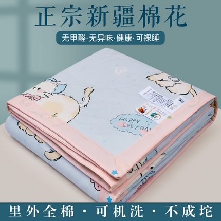 尊妙被业 2025新款里外全棉印花棉花被纯棉夏被夏凉被全棉棉花夏凉被可爱小咪