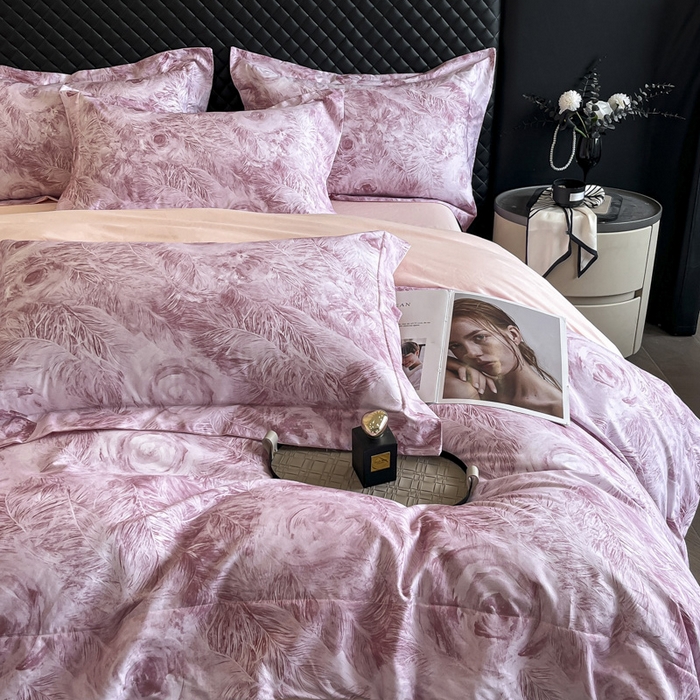 91家纺网 家纺一手货源 找家纺 （总）（控价）新方向2025新款全棉长绒棉数码印花四件套-秘密花园