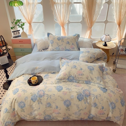 奈萝家纺 2025新款亲肤小清新全棉四件套 兰花芷