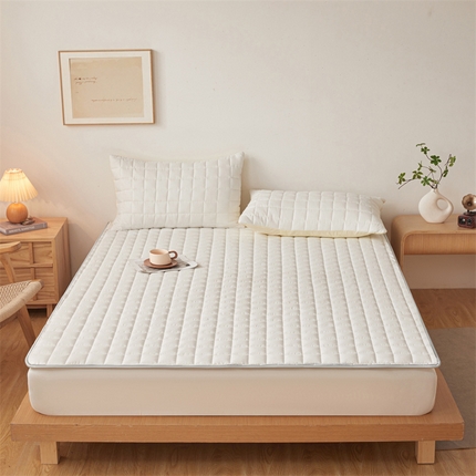 91家纺网 家纺一手货源 找家纺 兄弟坊 水洗原棉夹棉床垫 床褥 床护垫 学生床垫 小方格-本白