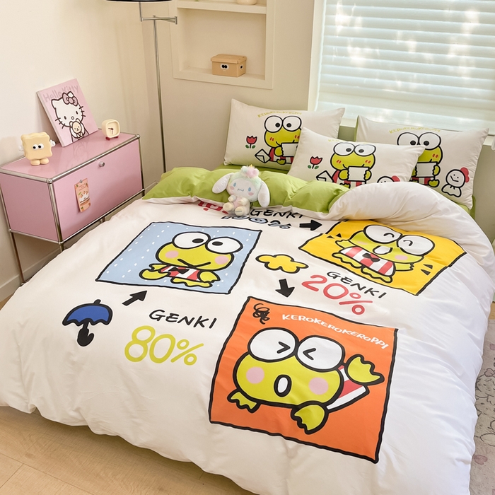 91家纺网 家纺一手货源 找家纺 金爱家 2025新款纯棉数码印花大阪三丽鸥四件套 漫野