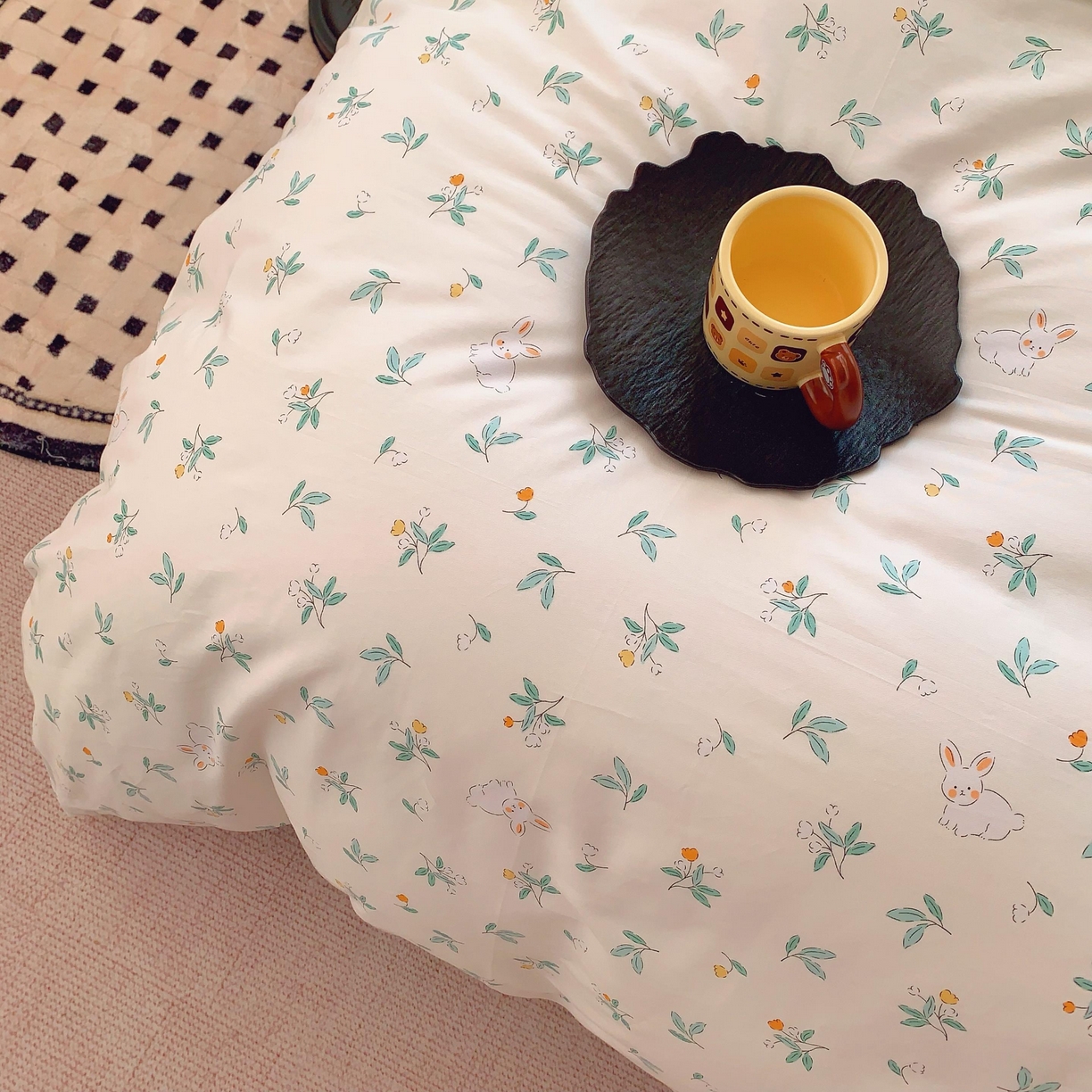 91家纺网 家纺一手货源 找家纺 奈萝家纺 2025新款亲肤小清新全棉四件套 灵动