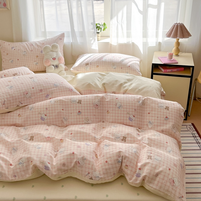 91家纺网 家纺一手货源 找家纺 吉象家纺 2025新款高支密全棉印花四件套12868跑量款 甜美梦境