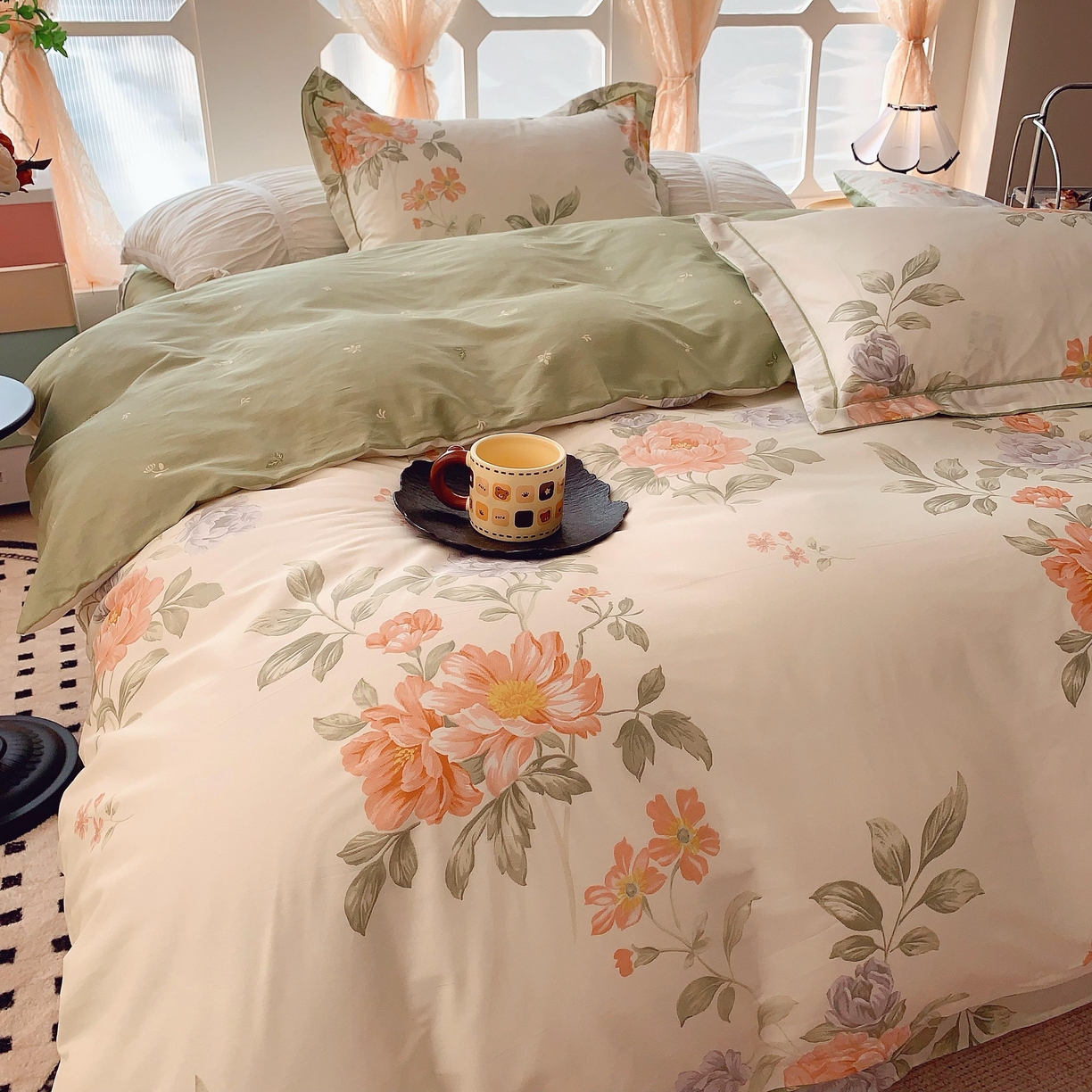 91家纺网 家纺一手货源 找家纺 奈萝家纺 2025新款亲肤小清新全棉四件套 漫日之夏