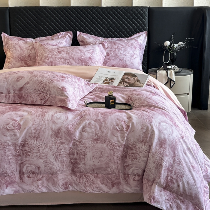 91家纺网 家纺一手货源 找家纺 （总）（控价）新方向2025新款全棉长绒棉数码印花四件套-秘密花园