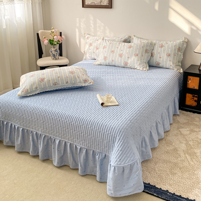 91家纺网 家纺一手货源 找家纺 梦可莱家居 2025新款全棉韩版蕾丝边床盖四件套 香奈儿