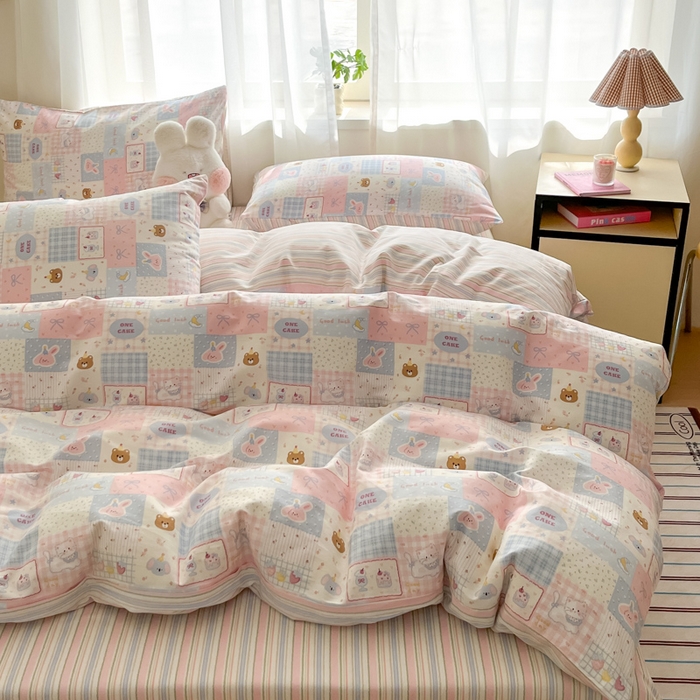 91家纺网 家纺一手货源 找家纺 吉象家纺 2025新款高支密全棉印花四件套12868跑量款 甜心乐园