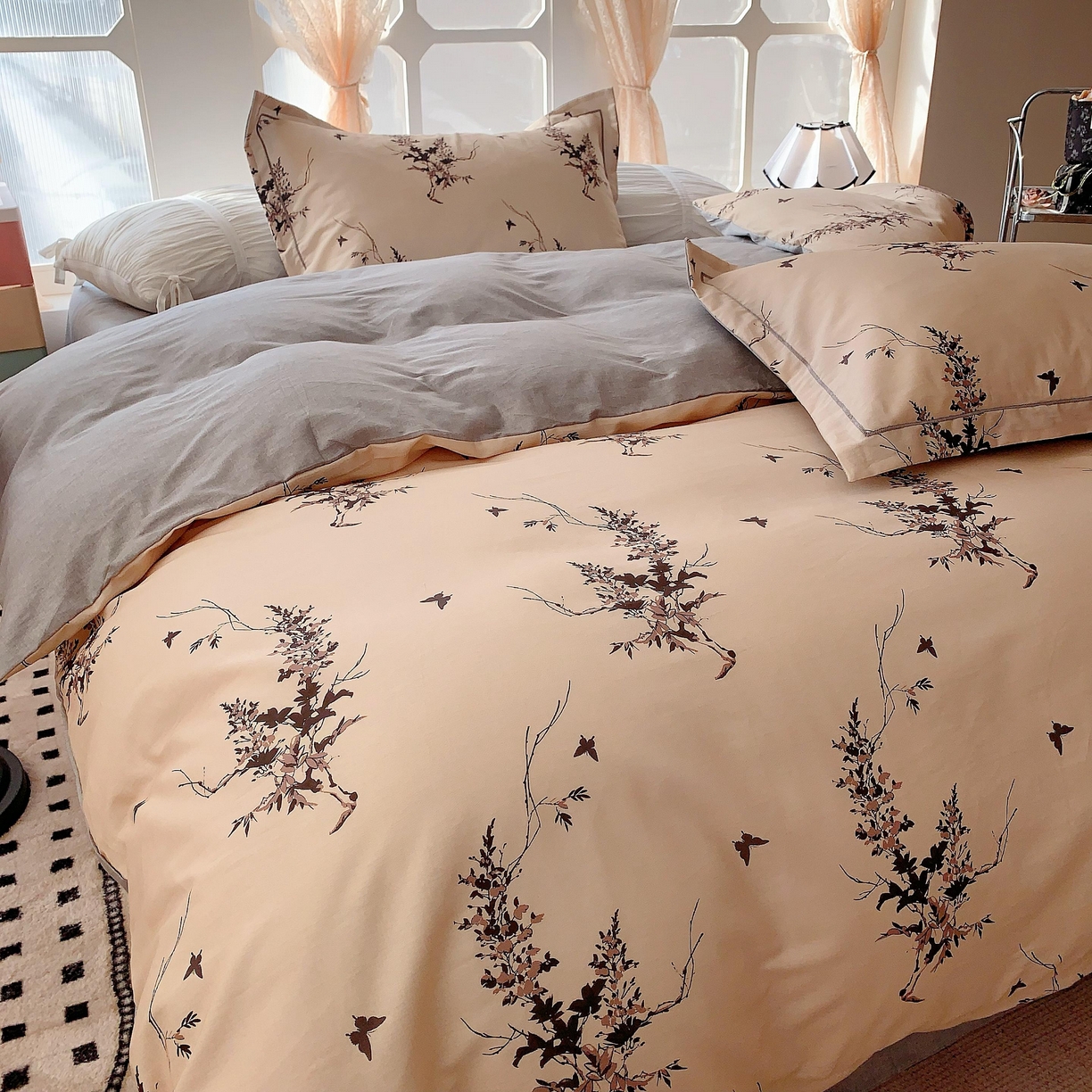 91家纺网 家纺一手货源 找家纺 奈萝家纺 2025新款亲肤小清新全棉四件套 灵蝶