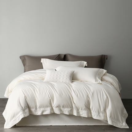 佳汐蓝家纺  2025新款极致简约质感埋绳全棉四件套-漫野观夏 云溪白