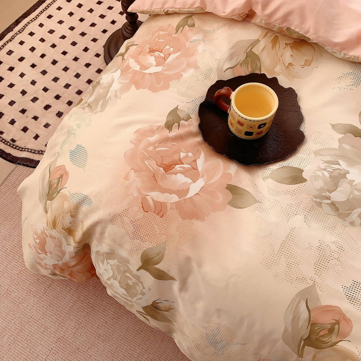 91家纺网 家纺一手货源 找家纺 奈萝家纺 2025新款亲肤小清新全棉四件套 唐代牡丹