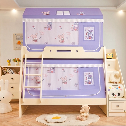 91家纺网 家纺一手货源 找家纺 （总）迪凡保罗蚊帐 2025新款2504专版印花遮光帘上下铺子母蚊帐-城堡款